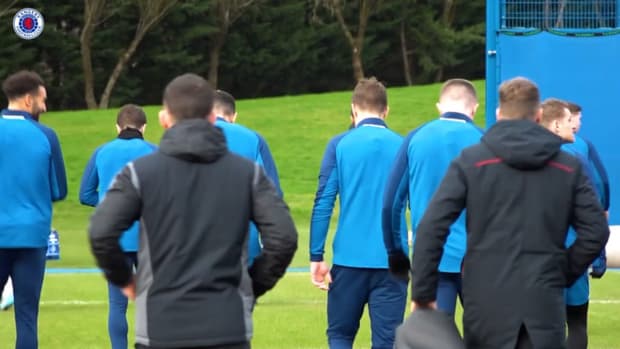 Aaron Ramsey's first training session at Rangers