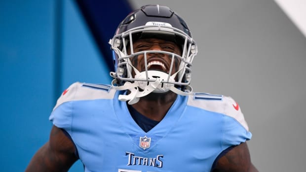 Tennessee Titans wide receiver A.J. Brown (11) against the Miami Dolphins during the first half at Nissan Stadium.