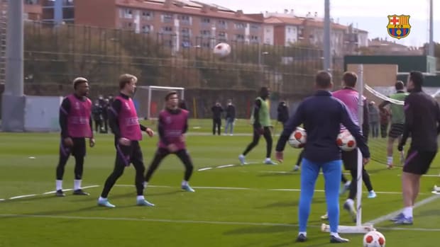 FC Barcelona last training session before Europa League debut