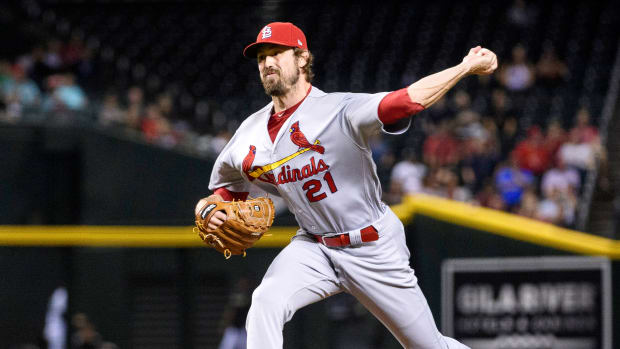 Sep 24, 2019; Phoenix, AZ, USA; St. Louis Cardinals relief pitcher Andrew Miller (21) delivers a pitch in the ninth inning against the Arizona Diamondbacks at Chase Field.