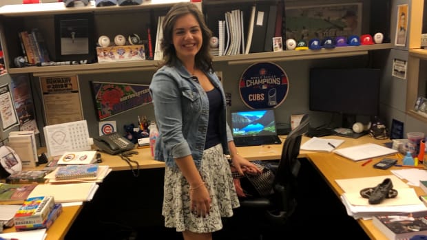 “My desk at the old MLB offices on 245 Park Avenue in Manhattan was a quasi-baseball shrine! My coworkers would drop off hats, pennants and other baseball paraphernalia because they knew how much I love the history of the game.”