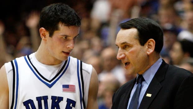 Mar 4, 2006; Duke Blue Devils head coach Mike Krzyzewski and (4) J.J. Redick