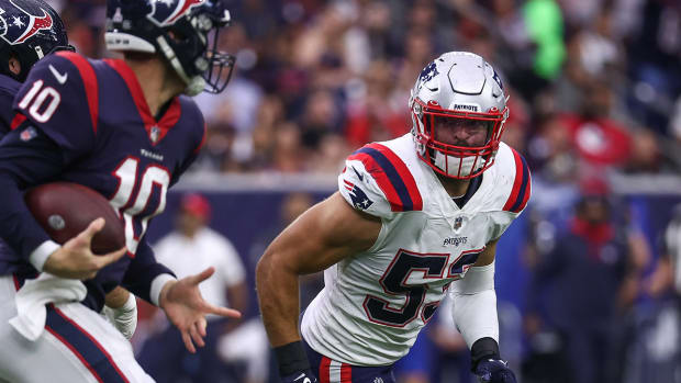 Kyle Van Noy looking for a tackle against the Texans.