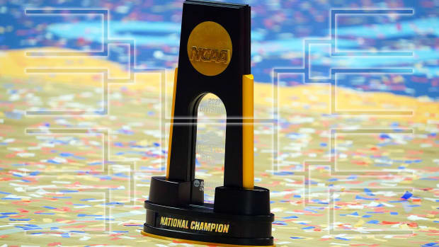 The women’s national championship trophy