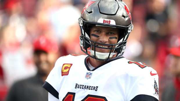 Buccaneers quarterback Tom Brady ahead of a game against the Panthers.
