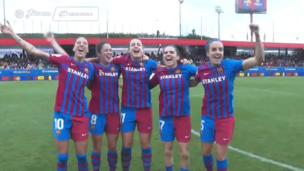 FC Barcelona Women's euphoric celebrations following league title
