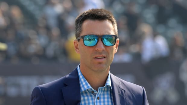 Nov 11, 2018; Oakland, CA, USA; Los Angeles Chargers general manager Tom Telesco looks on before a game against the Oakland Raiders at Oakland Coliseum. Mandatory Credit: Kirby Lee-USA TODAY Sports