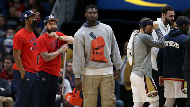 Zion Williamson during a Pelicans game.