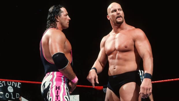 Steve Austin and Bret Hart in the ring together