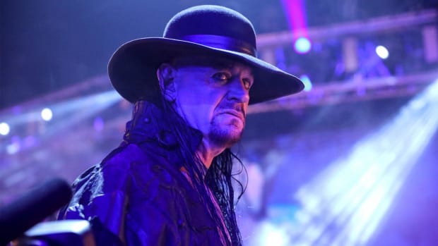 Closeup of The Undertaker making his entrance