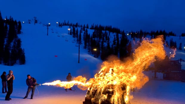 A bonfire roars at Hoodoo Ski Area on Friday, Feb. 4. Img 5711