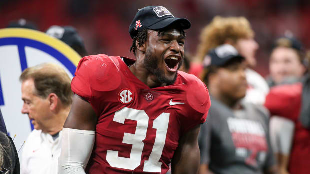 Alabama Crimson Tide linebacker Will Anderson Jr. (31) celebrates after a victory against the Georgia Bulldogs in the SEC championship game at Mercedes-Benz Stadium.