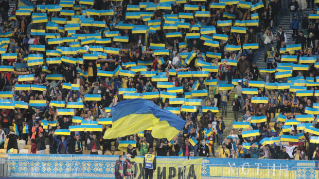 Ukraine fans before a World Cup qualifer