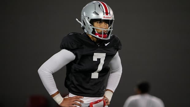 C.J. Stroud practices for Ohio State.