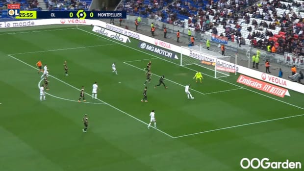 Houssem Aouar double helped Lyon beat Montpellier 5-2