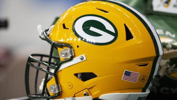 Jan 9, 2022; Detroit, Michigan, USA; The helmet of Green Bay Packers center Josh Myers (71) during the fourth quarter against the Detroit Lions at Ford Field.