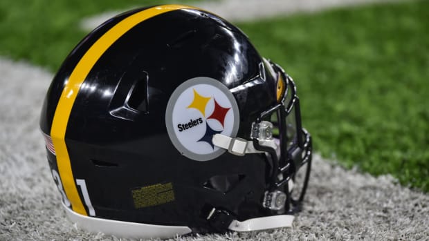 The Steelers logo on their helmet