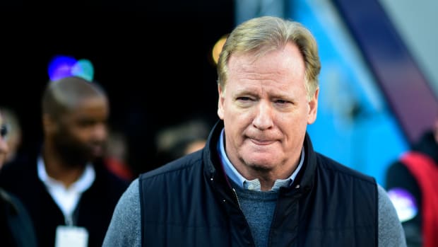 Jan 22, 2022; Nashville, Tennessee, USA; NFL commissioner Roger Goodell before an AFC Divisional playoff football game between the Tennessee Titans and Cincinnati Bengals at Nissan Stadium. Mandatory Credit: Steve Roberts-USA TODAY Sports