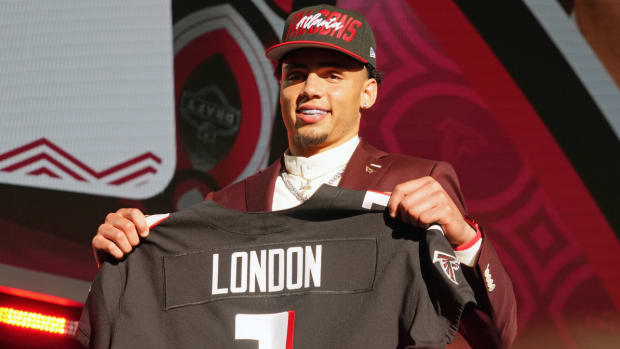 USC wide receiver Drake London after being selected as the eighth overall pick to the Atlanta Falcons during the first round of the 2022 NFL Draft.