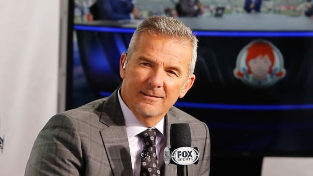 Urban Meyer during game coverage for Fox Sports