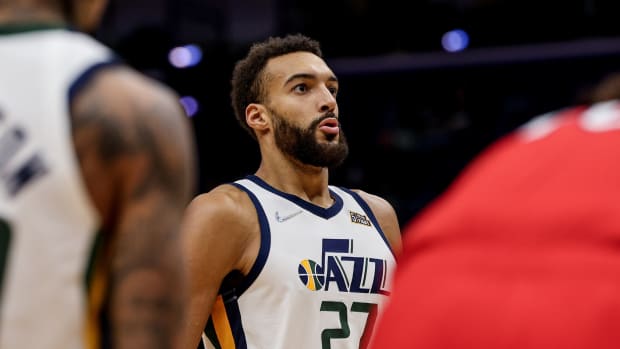 Utah Jazz center Rudy Gobert (27) prepares to shoot a free throw against the New Orleans Pelicans during the second half at the Smoothie King Center.