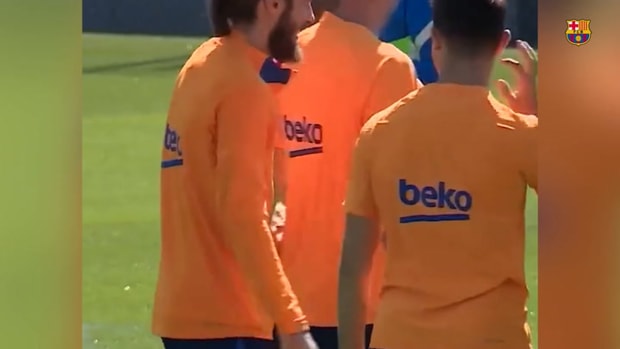 Dani Alves receives birthday 'present' and shows his skills in training