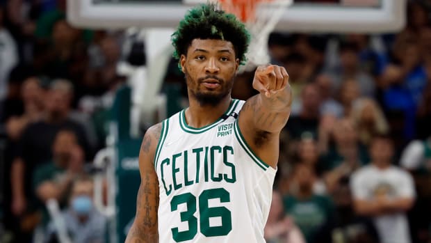 Marcus Smart playing with the Celtics.