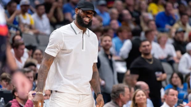 Mar 29, 2022; Dallas, Texas, USA; Los Angeles Lakers forward LeBron James (6) walks off the court during the second quarter against the Dallas Mavericks at the American Airlines Center. Mandatory Credit: Jerome Miron-USA TODAY Sports