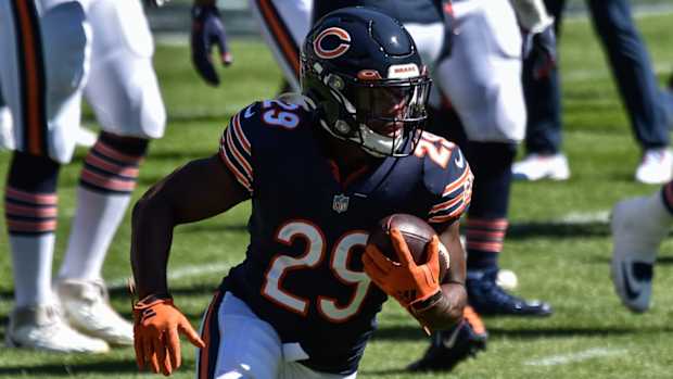 Chicago Bears running back Tarik Cohen (29) in 2020.