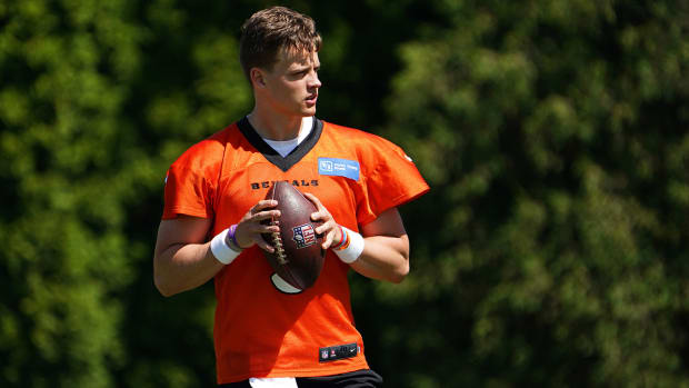 Joe Burrow practicing with the Bengals.