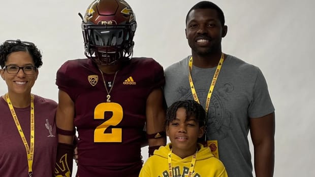 Jeremiah Newcombe and his father Bobby, plus his mom and sister, visited ASU.