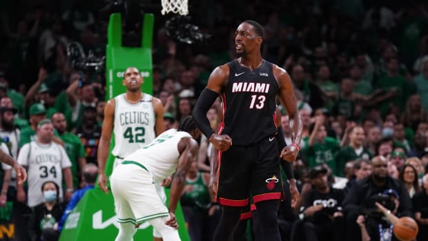 Bam Adebayo playing for the Heat in Game 3 vs. the Celtics.