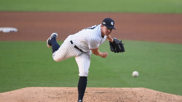 New York Yankees reliever Chad Green pitching postseason