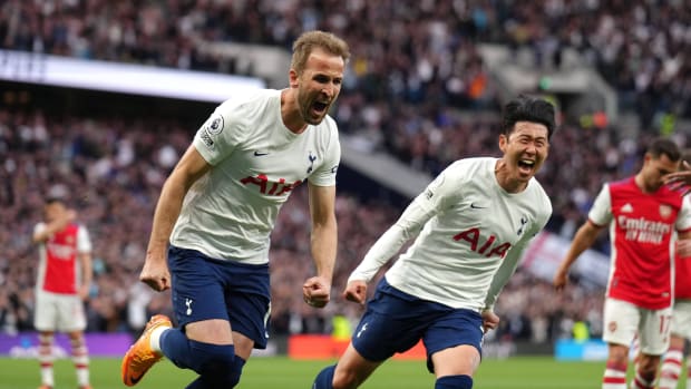 Harry Kane and Son Heung-Min celebrate a goal