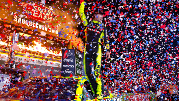 Ryan Blaney celebrates after winning last year's NASCAR Cup Series All-Star Race at Texas Motor Speedway. (Photo by Jared C. Tilton/Getty Images)