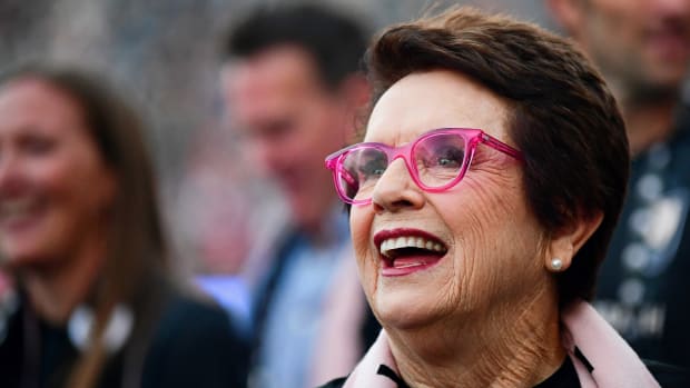 Billie Jean King looks on before the game between the North Carolina Courage and Angel City FC.