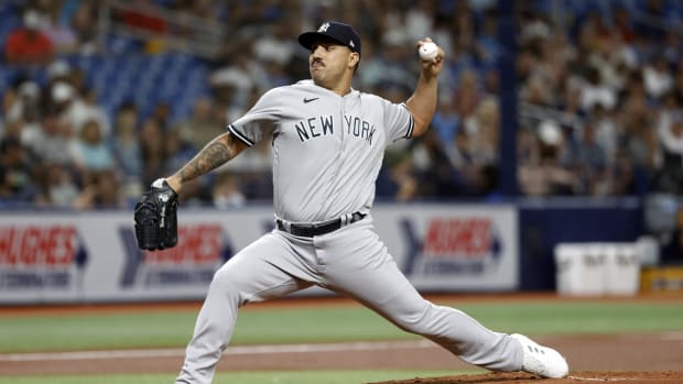 New York Yankees SP Nestor Cortes pitching against Tampa Bay Rays