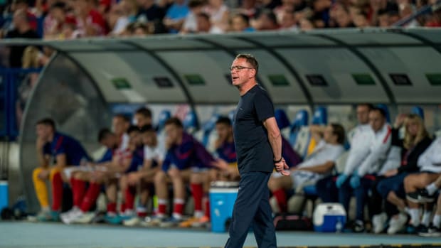 Ralf Rangnick pictured during his first game at Austria manager - a 3-0 win over Croatia in the UEFA Nations League in June 2022
