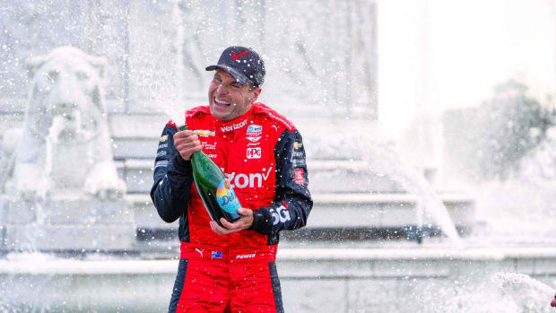 Will Power wins the final IndyCar race at Detroit's Belle Isle circuit, and regains the points lead in the standings. Photo: Richard Dole/LAT for Chevy Racing