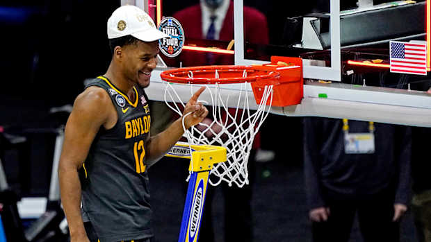 Jared Butler after winning the NCAA men's basketball championship.