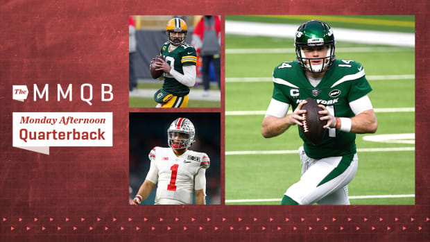 Quarterbacks Sam Darnold, Aaron Rodgers and Justin Fields
