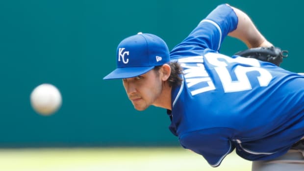 May 13, 2021; Detroit, Michigan, USA; Kansas City Royals starting pitcher Daniel Lynch (52) pitches in the first inning against the Detroit Tigers at Comerica Park. Mandatory Credit: Rick Osentoski-USA TODAY Sports