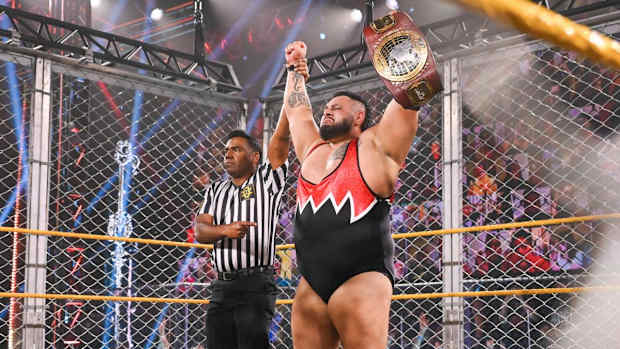 WWE's Bronson Reed in the ring after winning the NXT North American championship