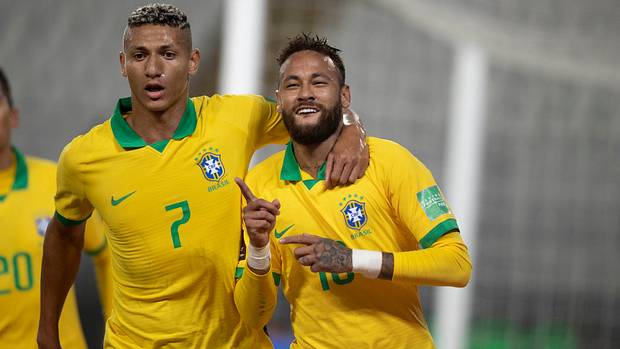 Neymar scores against Peru.