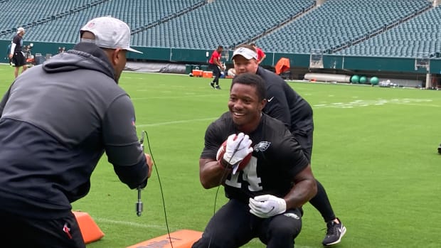 Eagles rookie RB Kenny Gainwell at practice on June, 2021