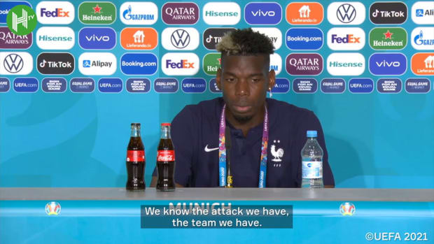 Paul Pogba removes Heineken bottle at press conference