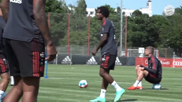 Bayern Munich's training with new signing Omar Richards