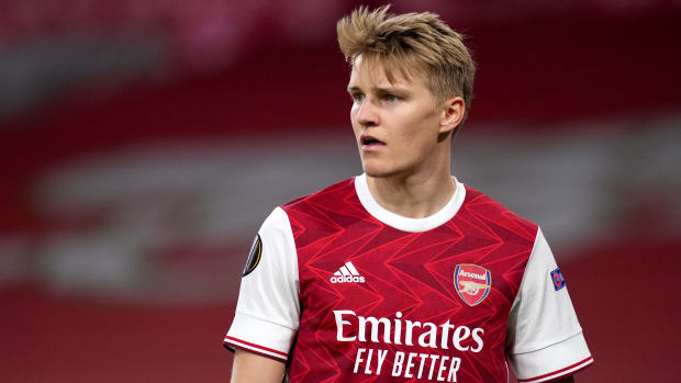 Martin Ødegaard in action for Arsenal.