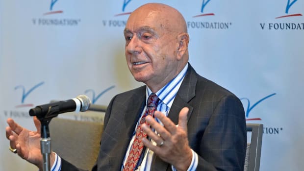 Dick Vitale asks for your support during the press conference at the 16th Annual Dick Vitale Gala held at the Ritz-Carlton, Sarasota, Friday evening May 7, 2021.