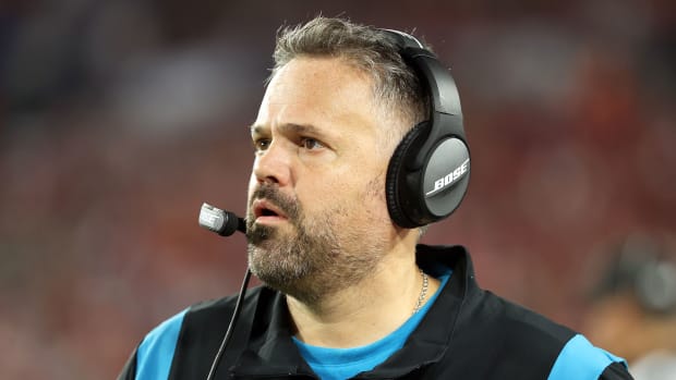 Matt Rhule on the sideline with the Carolina Panthers